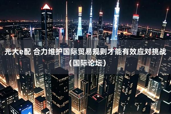 光大e配 合力维护国际贸易规则才能有效应对挑战（国际论坛）